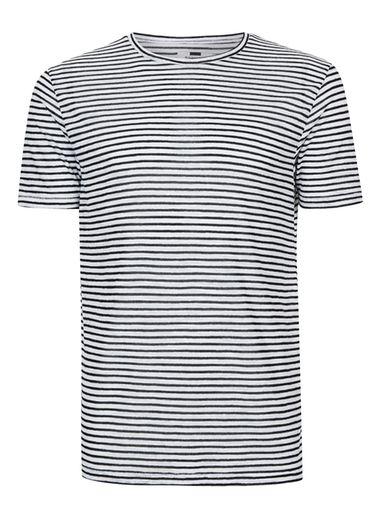 Topman Mens Black Stripe Linen Look T-shirt