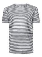 Topman Mens Black Stripe Linen Look T-shirt