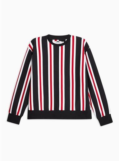 Topman Mens Multi Navy, Red And White Vertical Stripe Sweatshirt