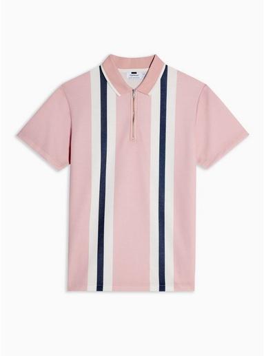 Topman Mens Pink Pique Bowling Polo