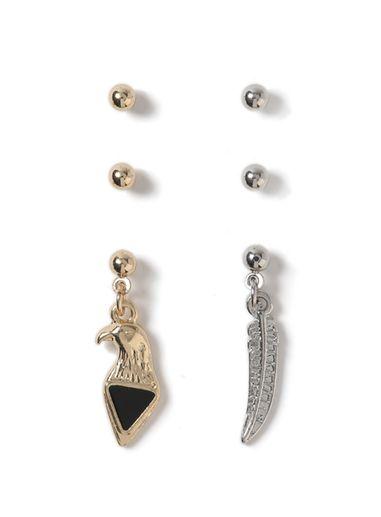 Topman Mens Silver And Gold Look Drop Earrings Pack*