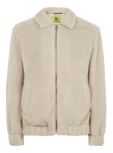 Topman Mens Noose & Monkey Cream 'clove' Faux Fur Coat