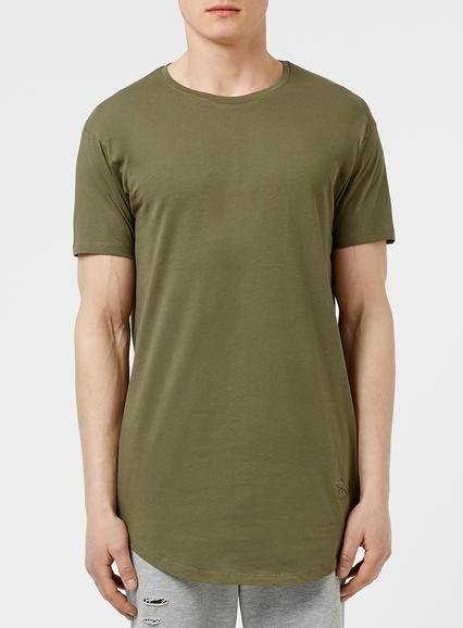 Topman Mens Green Siksilk Khaki Reverse Logo T-shirt*