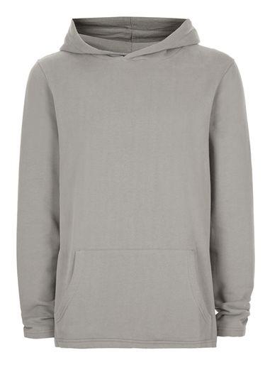 Topman Mens Grey Gray Fixed Hem Hoodie