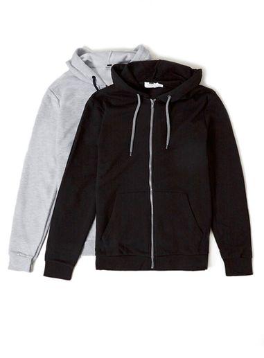 Topman Mens Multi Long Sleeve Grey Hoodie And Navy Hoodie 2 Pack*