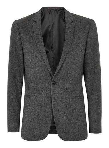 Topman Mens Mid Grey Gray Cashmere Skinny Blazer