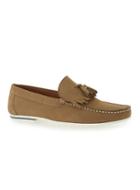 Topman Mens Green Khaki Leather Fringed Loafers