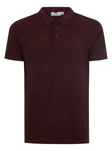 Topman Mens Burgundy Tipped Skinny Fit Polo