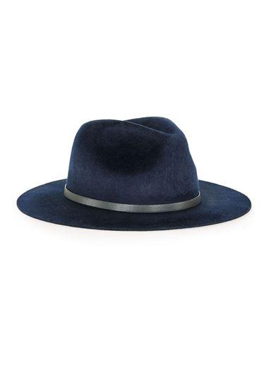 Topman Mens Blue Premium Navy Brushed Wool Puritan Hat