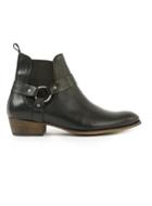 Topman Mens Black Leather Harness Boots