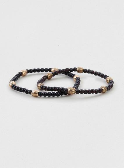 Topman Mens Brown Ditsy 2 Pack Stretch Bracelets