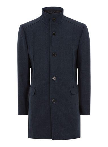 Topman Mens Selected Homme Navy 'mosto' Wool Coat