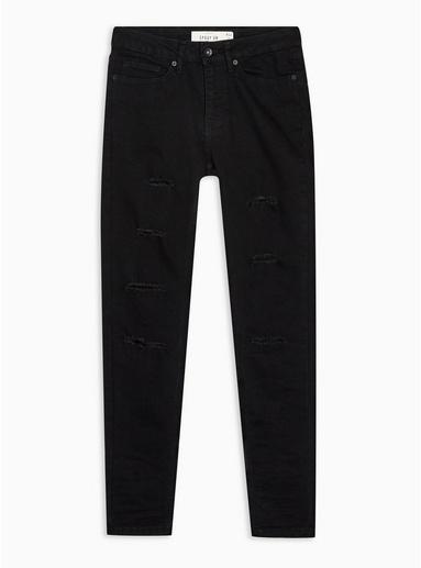 Topman Mens Black Ladder Ripped Super Spray On Jeans