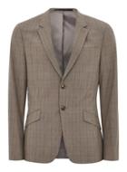 Topman Mens Blue Brown Check Muscle Suit Jacket