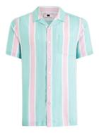 Topman Mens Multi Pastel Stripe Revere Short Sleeve Shirt