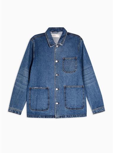 Topman Mens Blue Indigo Denim Chore Jacket
