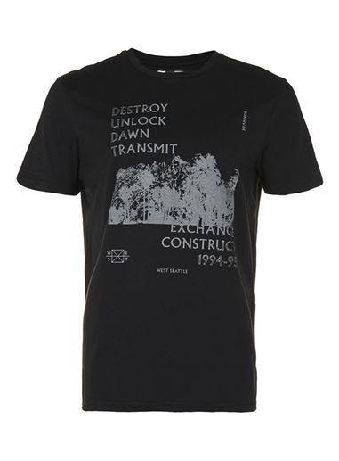 Topman Mens Black Destroy Unlock Print T-shirt
