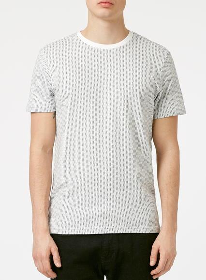 Topman Mens Selected Homme White Patterned T-shirt