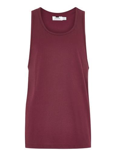 Topman Mens Red Burgundy Slim Tank