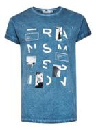 Topman Mens Blue Trans Print Muscle Fit Roller T-shirt