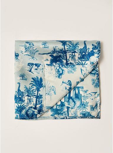Topman Mens Blue Silk Safari Print Pocket Square