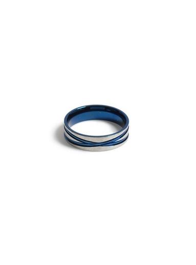 Topman Mens Blue Silver Band Ring*