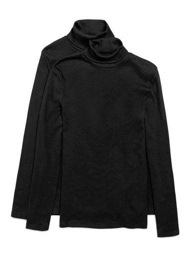 Topman Mens Black Jersey Turtle Neck Long Sleeve T-shirt 2 Pack*