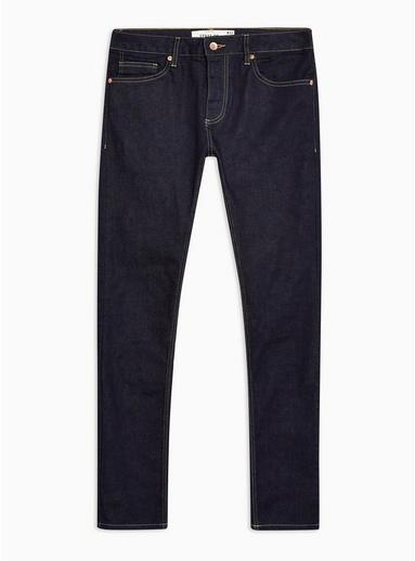 Topman Mens Blue Raw Spray On Jeans