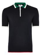 Topman Mens Navy Knitted Zip Polo