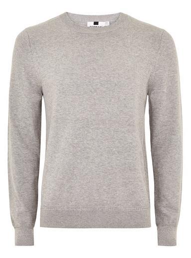 Topman Mens Grey Gray Hem Stitch Sweater