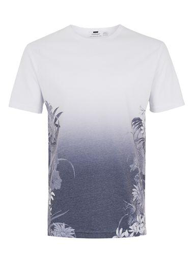 Topman Mens White Faded Floral Print Slim Fit T-shirt