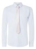 Topman Mens Light Blue Stripe Dress Shirt And Pink Tie Set