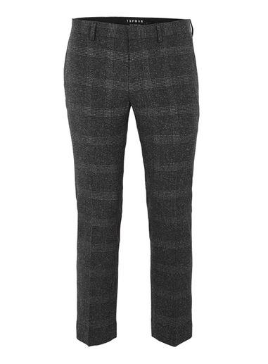 Topman Mens Mid Grey Gray Check Ultra Skinny Pants
