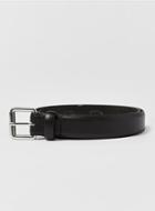 Topman Mens Black Smart Leather Belt With Silver