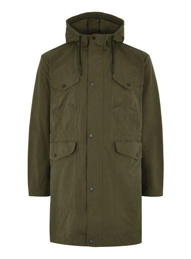 Topman Mens Khaki Parka Coat