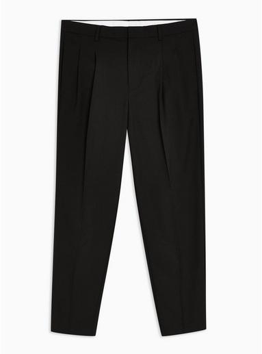 Topman Mens Black Pleated Dress Pants