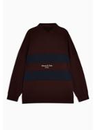 Topman Mens Red Burgundy Color Block Nyc Rugby Top
