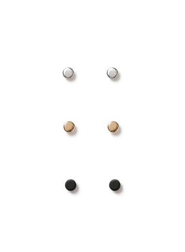 Topman Mens Gold Mixed Metal Earring Pack Of 3*