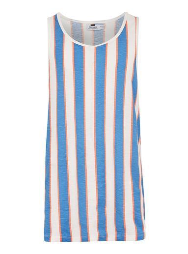 Topman Mens Navy Blue Striped Tank