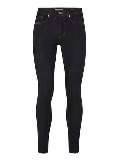 Topman Mens Blue Raw Indigo Spray On Jeans