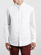 Topman Mens White Long Sleeve Oxford Casual Shirt