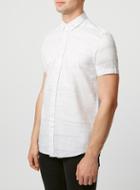 Topman Mens White Spacedye Short Sleeve Casual Shirt