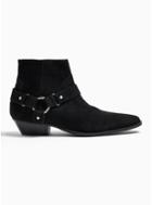 Topman Mens Black Suede Hendrix Harness Boots