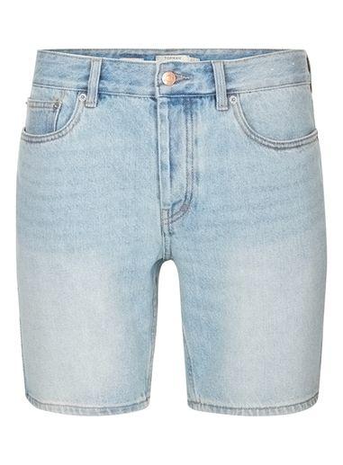 Topman Mens Light Blue Light Wash Slim Denim Shorts
