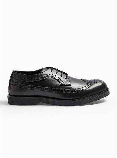Topman Mens Black Pu Angus Brogues