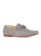 Topman Mens Grey Gray Suede Embossed Penny Loafers
