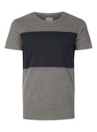 Topman Mens Selected Homme Dark Grey And Navy Panelled T-shirt