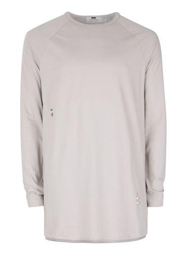 Topman Mens Pale Pink Ripped Longline T-shirt