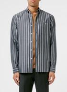 Topman Mens Grey Premium Charcoal Stripe Long Sleeve Shirt