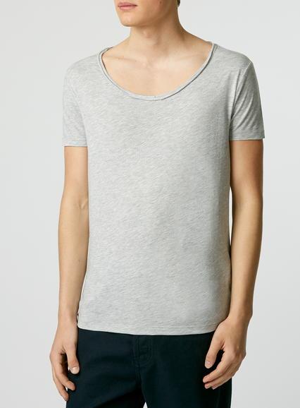 Topman Mens Grey Slim Fit Scoop T-shirt